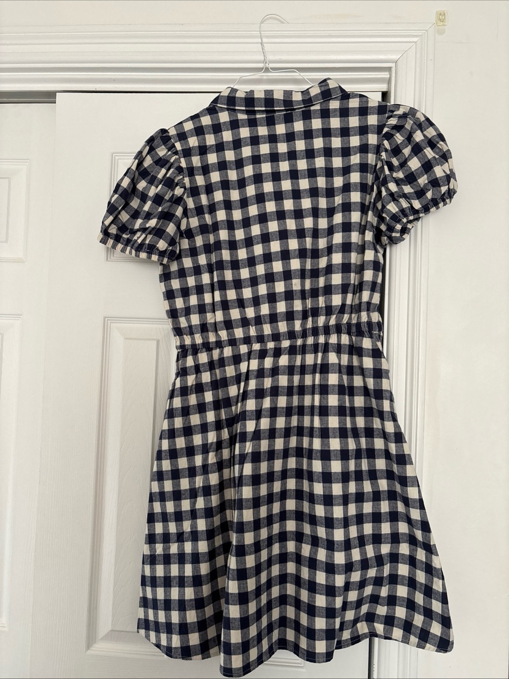 Sail to Sable Navy and White Gingham Short Sleeve Dress - Picture 3 of 5